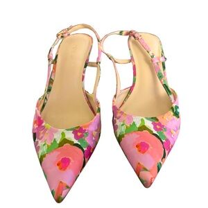 Nine West Pink Floral Slingback Heels